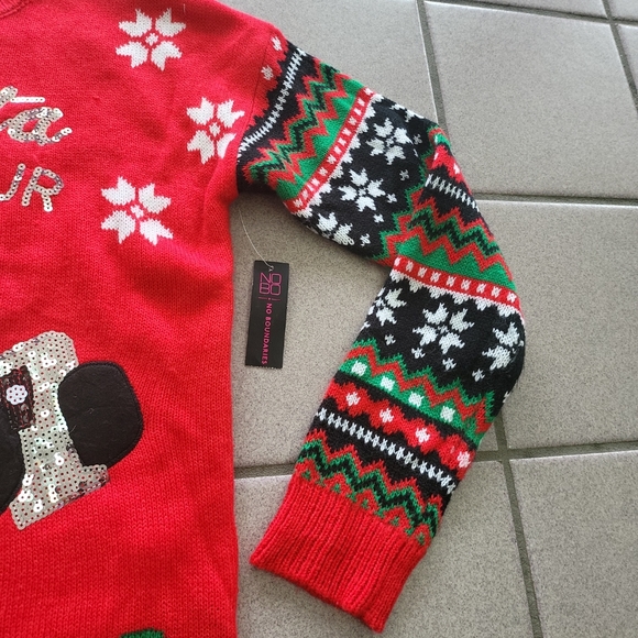 NWT Juniors S(3-5) Ugly Christmas Sweater "Santa Saw Your Insta Pics" Instagram - Picture 6 of 9